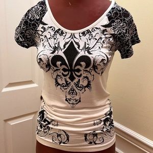White top with lace & bling